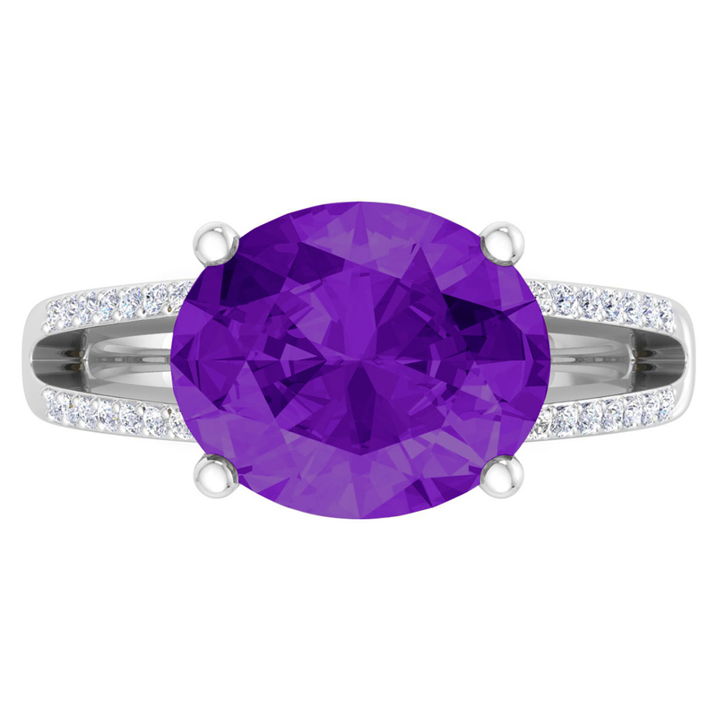 Martha Stewart 4 1/2ctw. Oval Amethyst & Lab Grown Diamond Ring In Sterling Silver image number null
